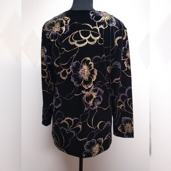 Briggs black velvet gold silver glitter top - Picture 3 of 5